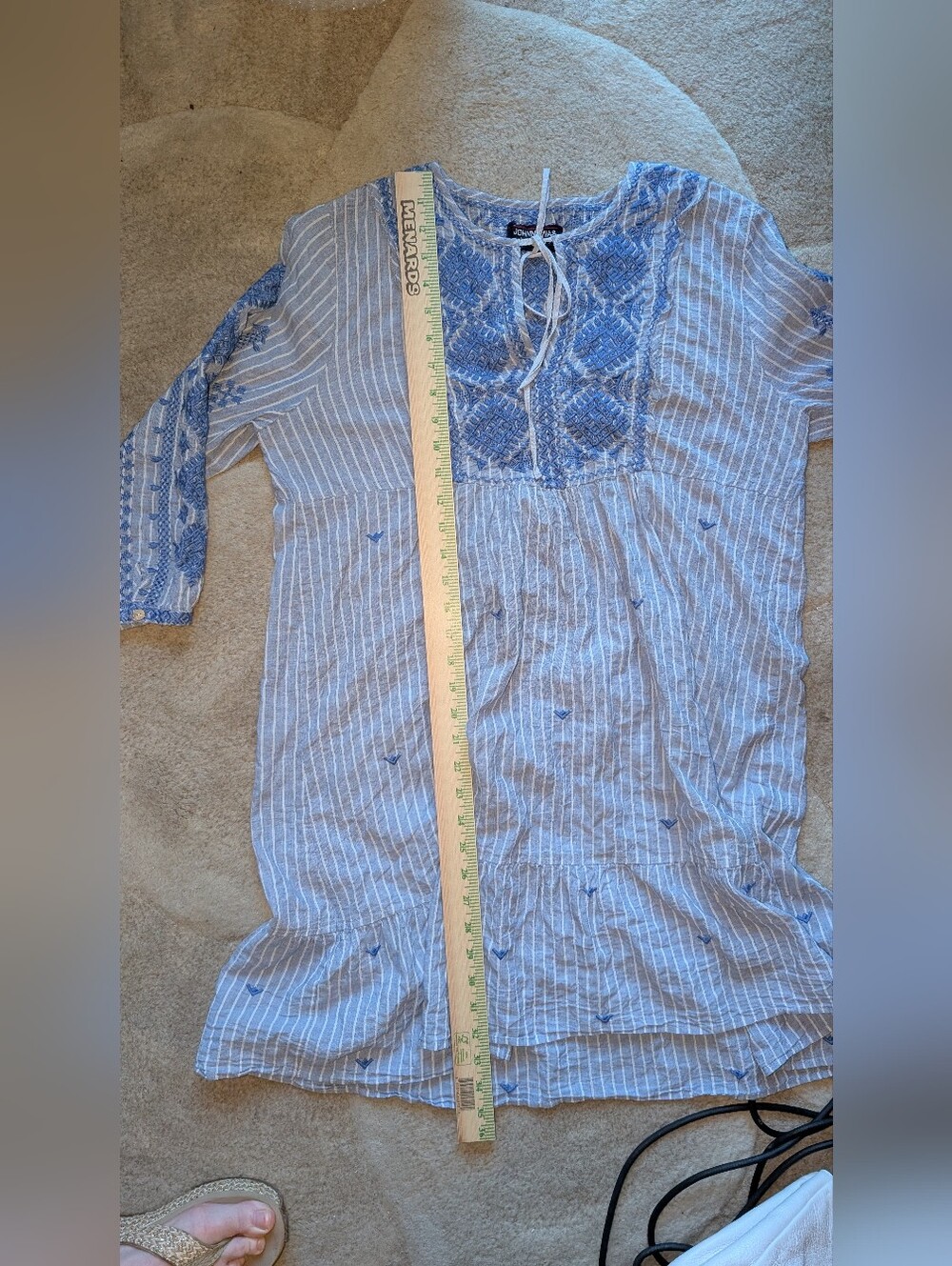 Johnny Was blue and white embroidered tunic Dress - Picture 8 of 9
